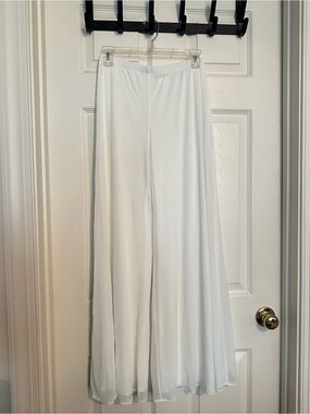 Flowing White Wide-Leg Palazzo Pants by S. Levine